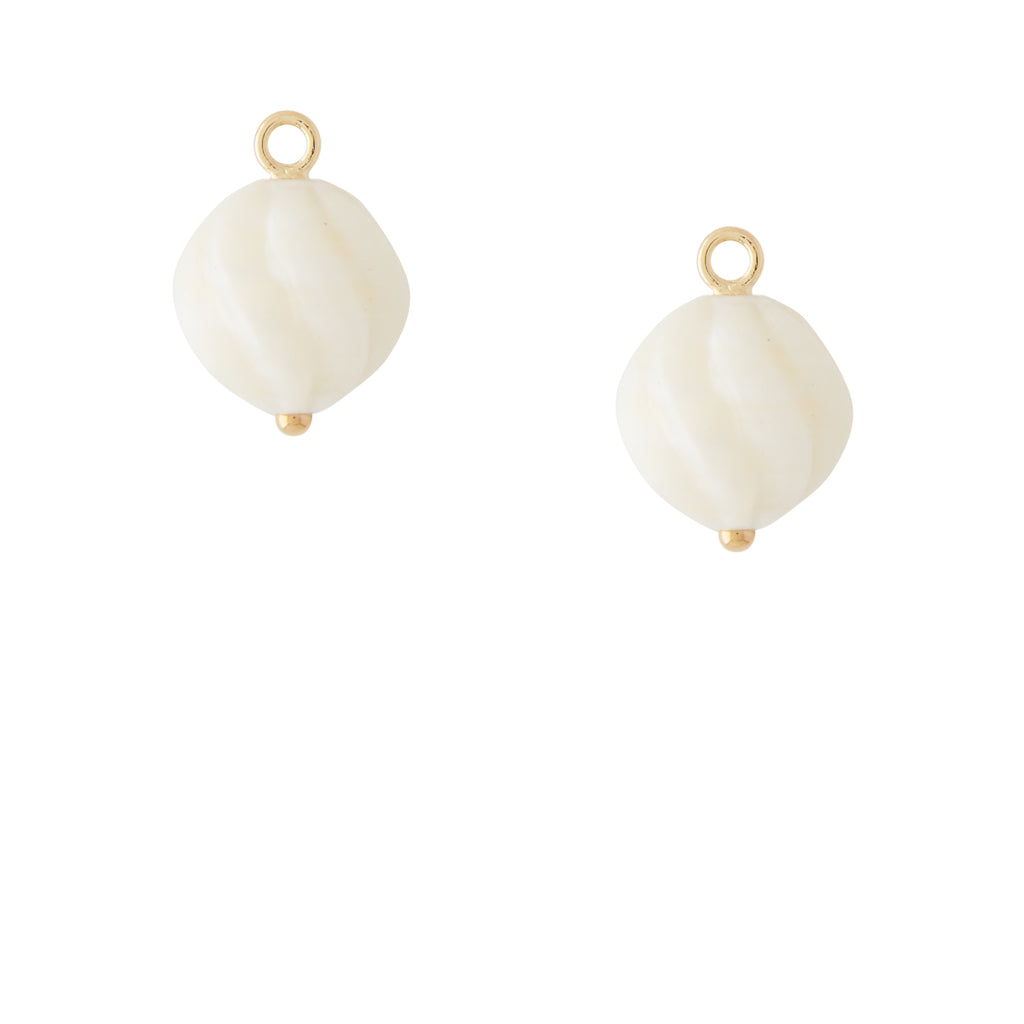 Carved White Clam Shell Earring Drops