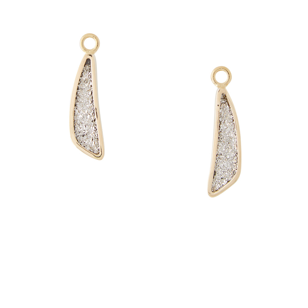 Platinum Druzy Half Teardrop Drops