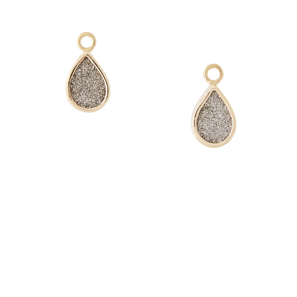 Small Platinum Druzy Teardrop Drops