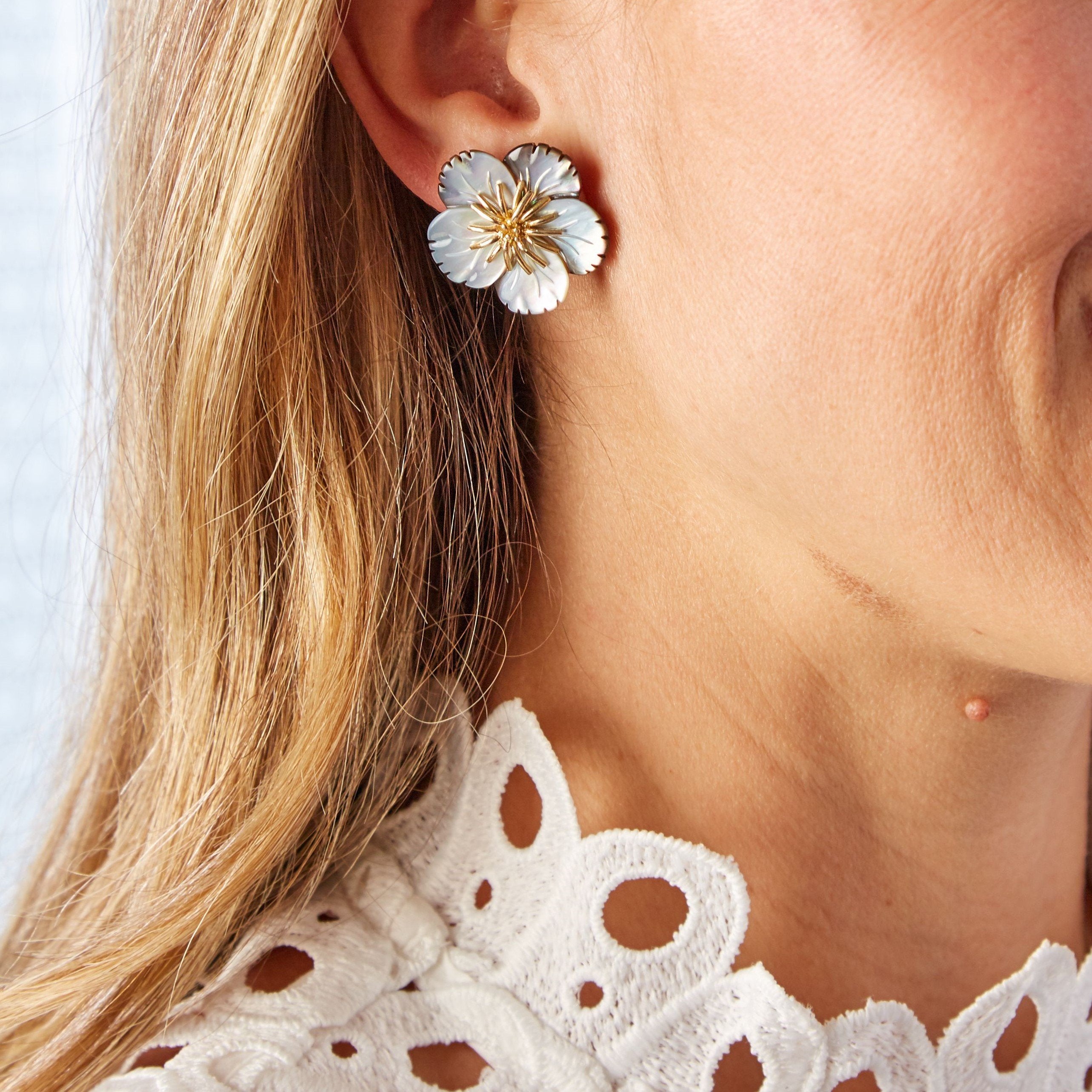 Gray Wildflower Earrings