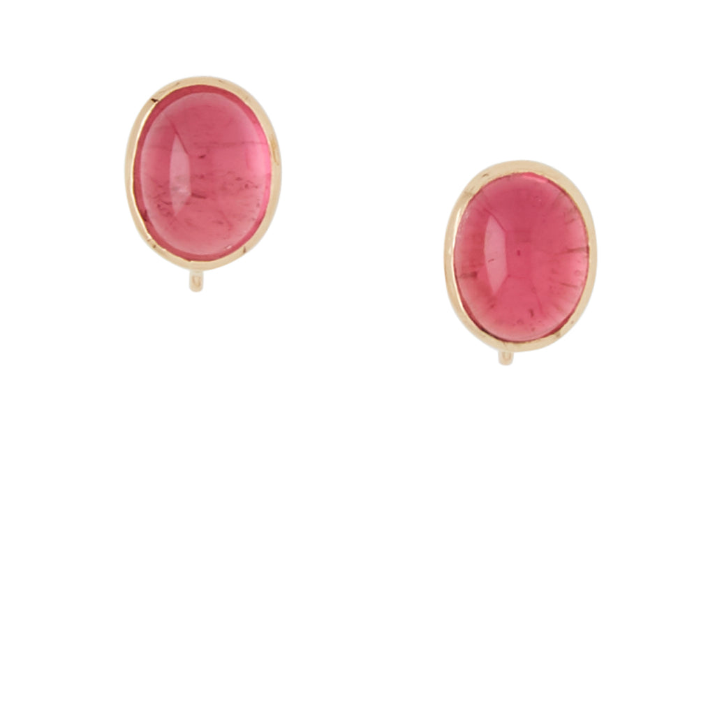 Candy Pink Oval Tourmaline Earrings