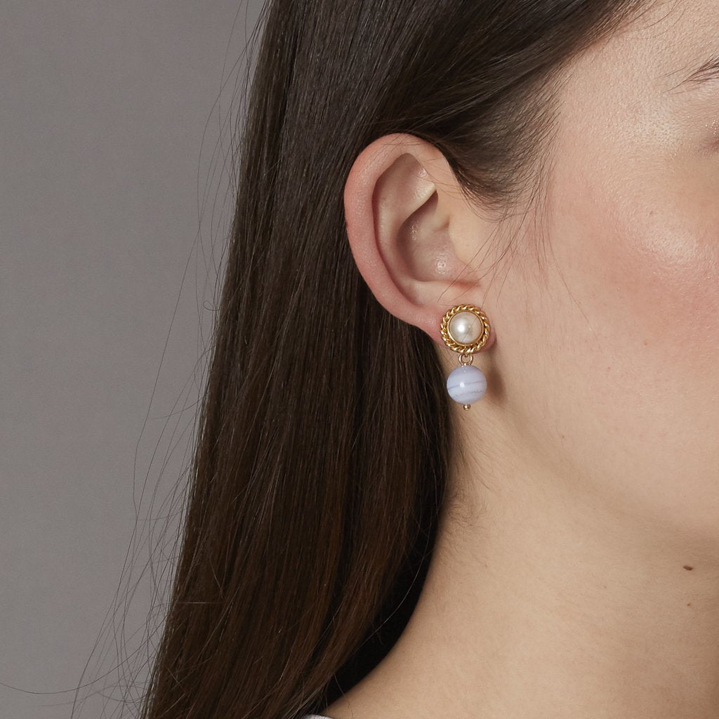 Victoire Blue Lace Agate 10mm Earring Drops