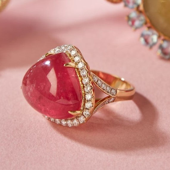 18K Pink Tourmaline and Diamond Ring