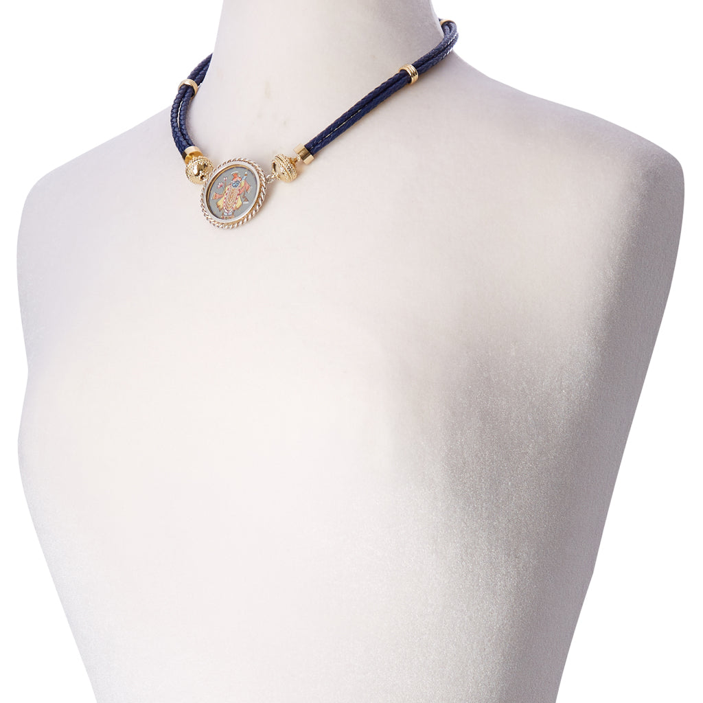 Aspen Braided Leather Navy Necklace