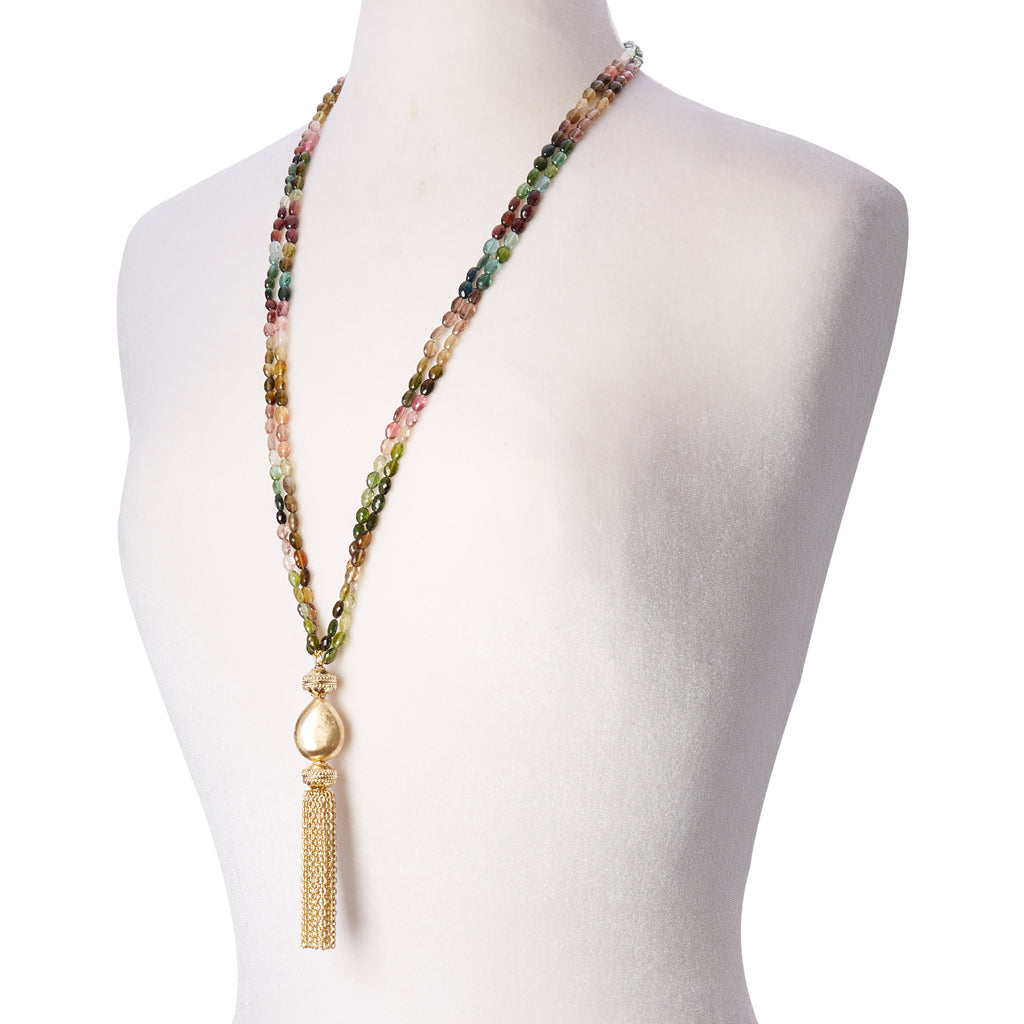 Nancy Watermelon Tourmaline 4 Strand Necklace