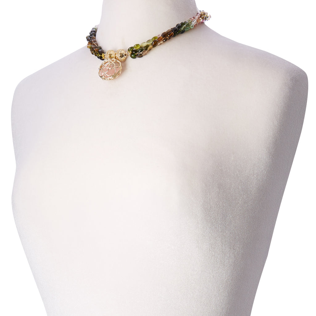 Nancy Watermelon Tourmaline 4 Strand Necklace