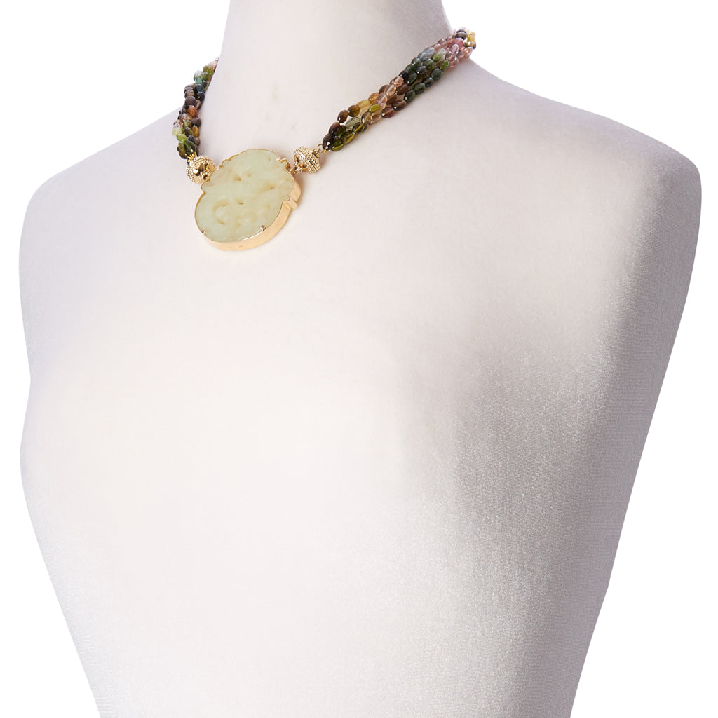 Nancy Watermelon Tourmaline 4 Strand Necklace