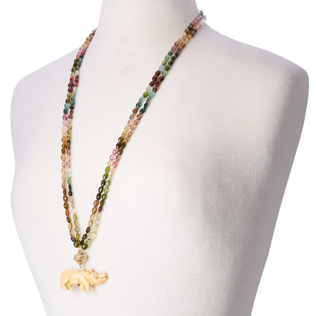 Nancy Watermelon Tourmaline 4 Strand Necklace