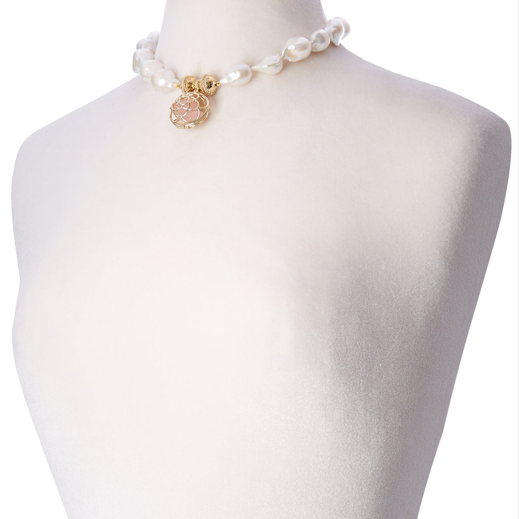 Lustrous White Baroque Pearl Necklace