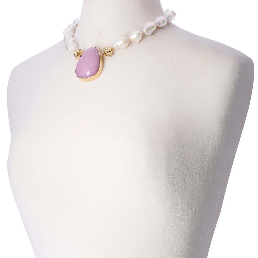 Lustrous White Baroque Pearl Necklace