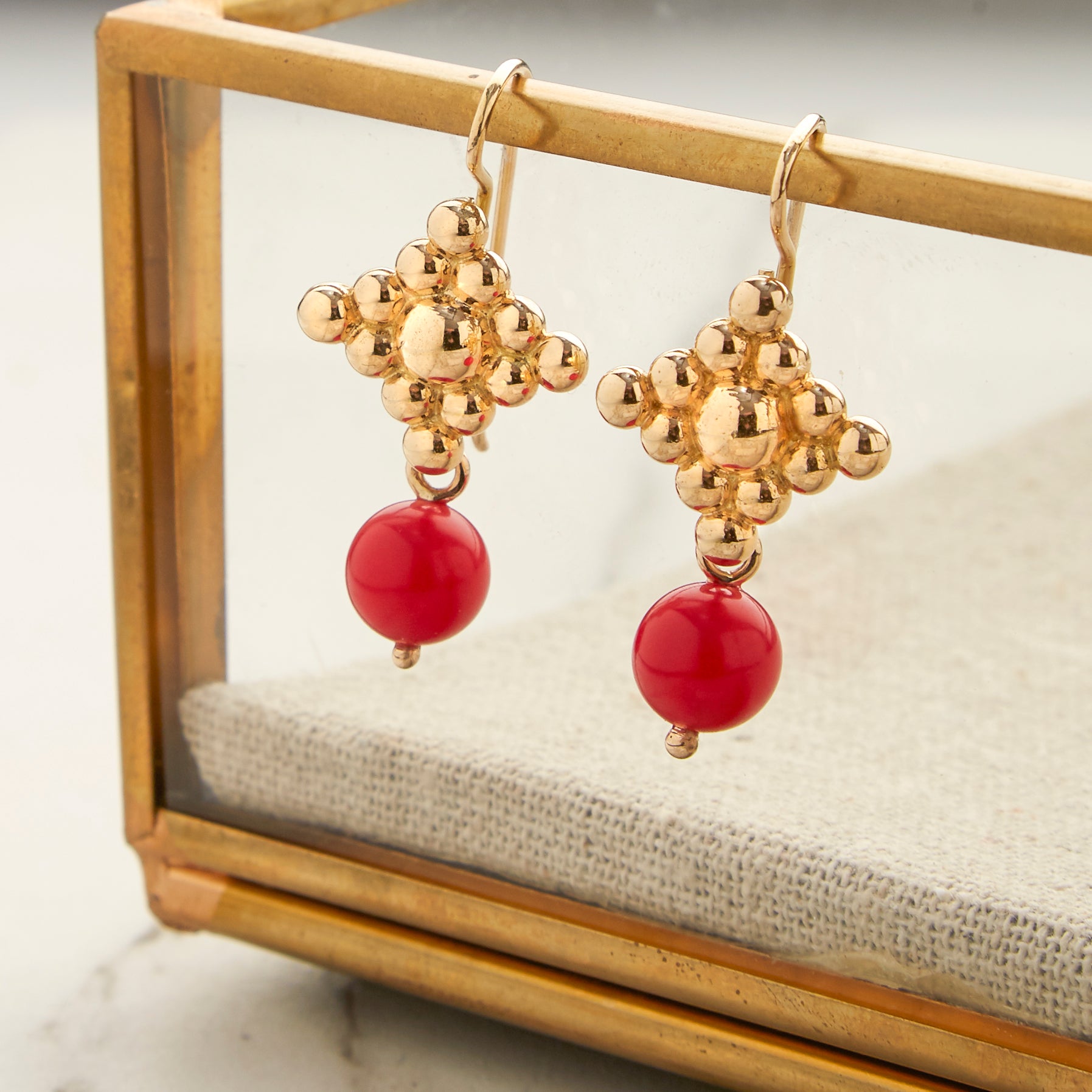 Victoire Red 8mm Earring Drops