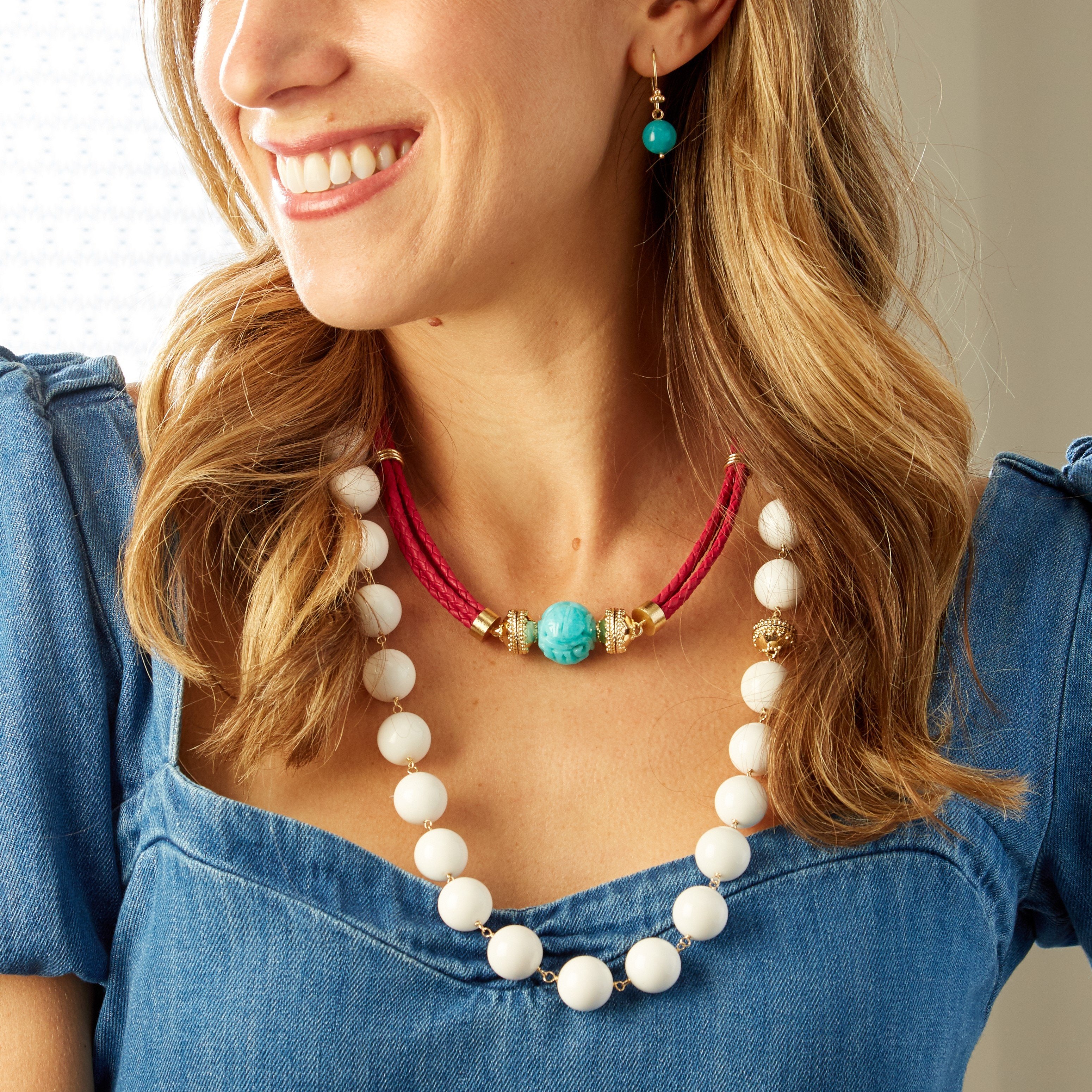 Aspen Braided Leather Pink Necklace