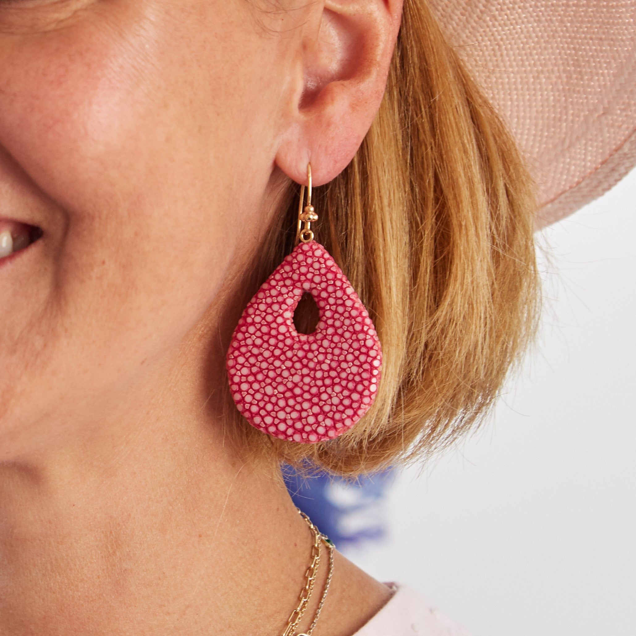 Small Hot Pink Stingray Earring Drops