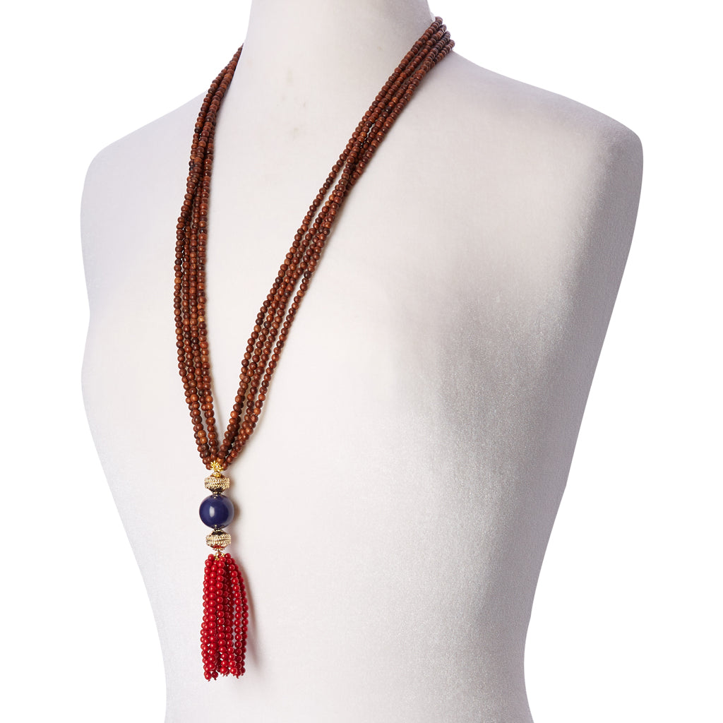 Victoire Wood 4mm Multi-Strand Necklace