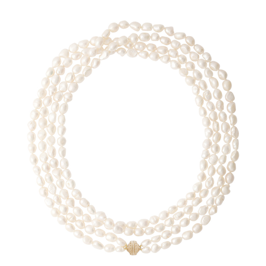 Irregular White Pearl Opera Necklace