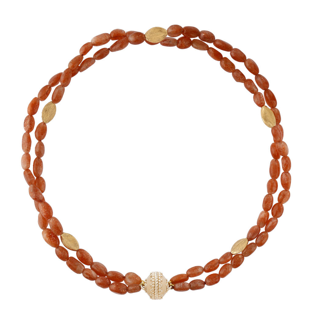 Gold Rush Sunstone Double Strand Necklace