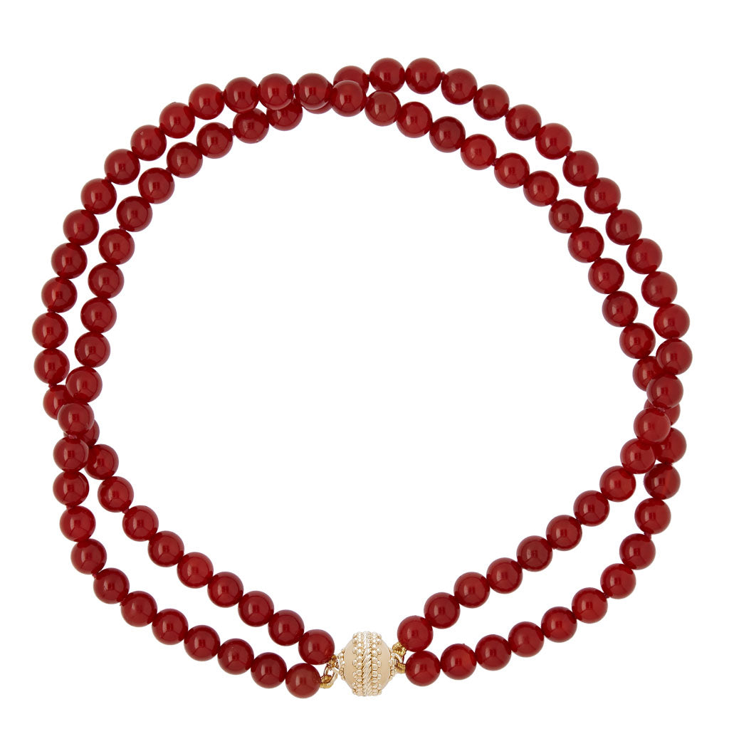 Victoire Red Agate 8mm Double Strand Necklace
