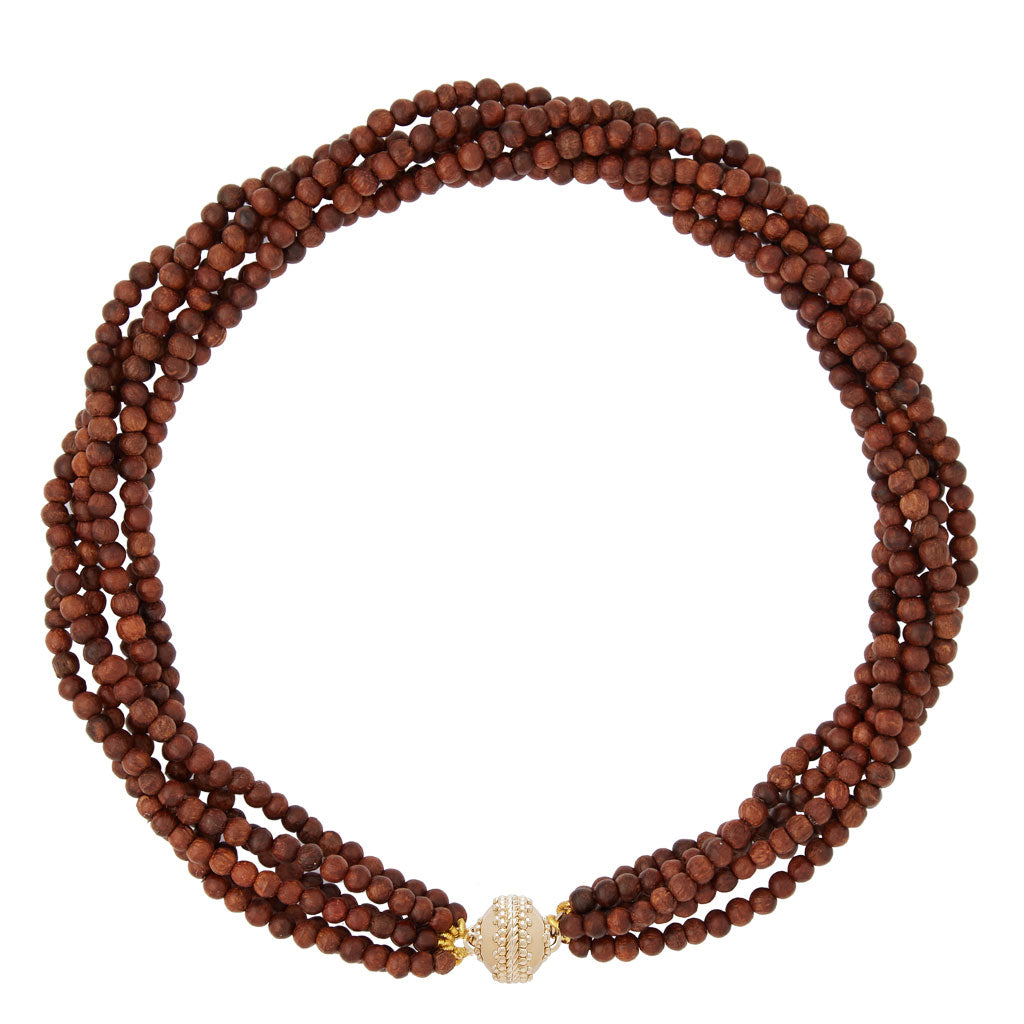 Victoire Wood 4mm Multi-Strand Necklace