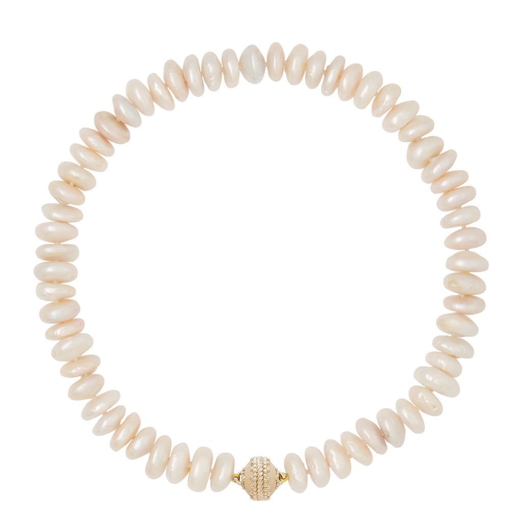 Rondelle Coin Pearl Necklace