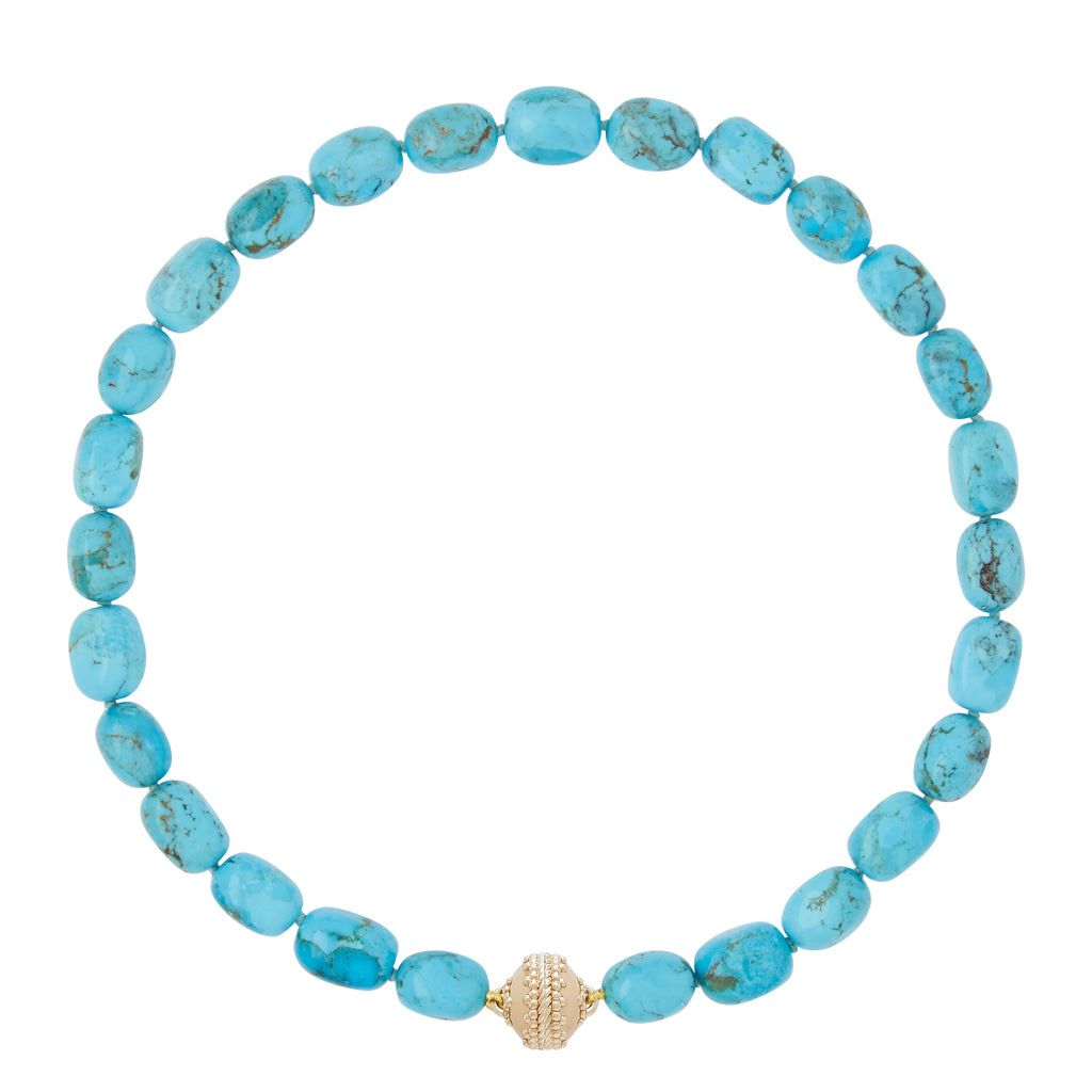 Kingman Turquoise Tumbled Stone Necklace