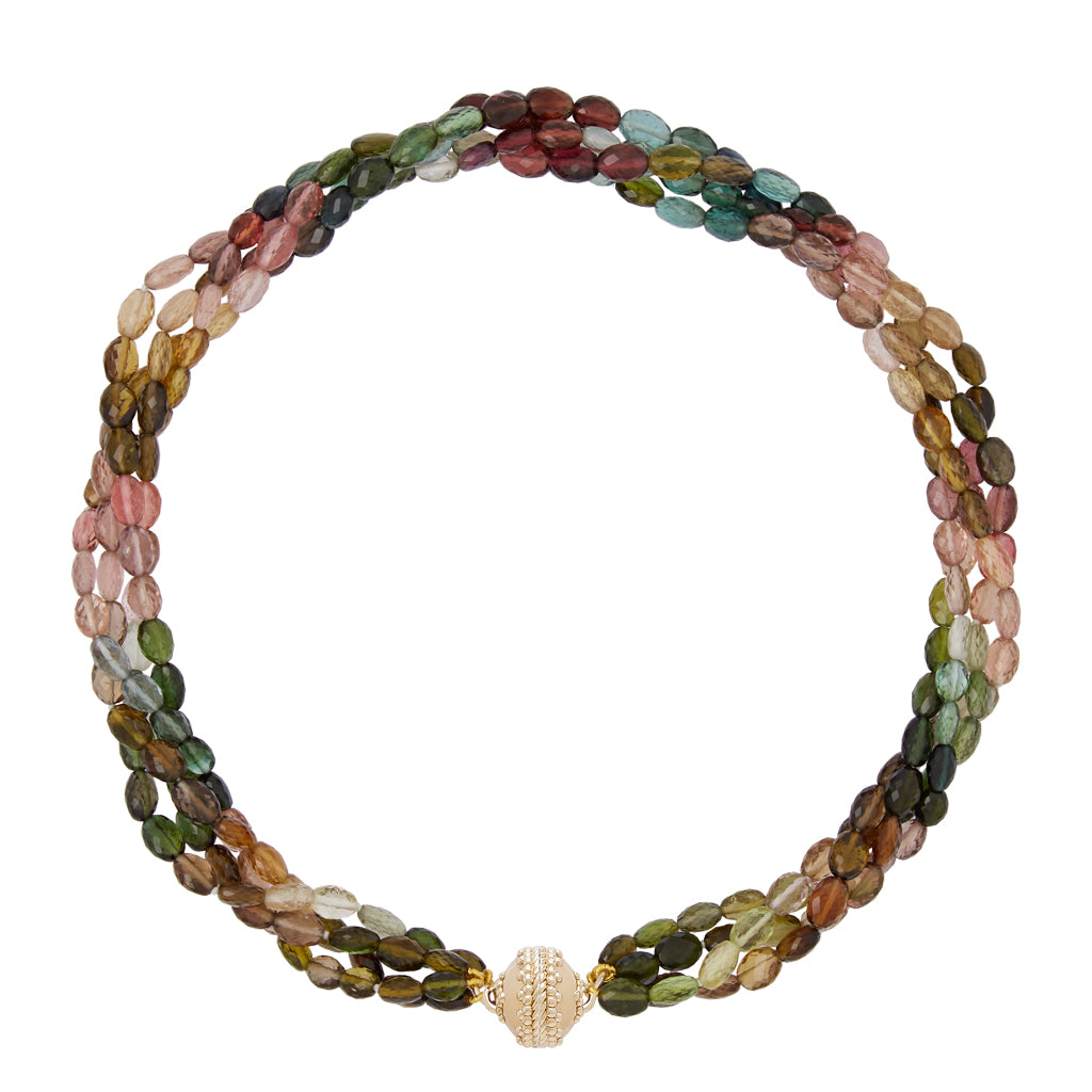 Nancy Watermelon Tourmaline 4 Strand Necklace