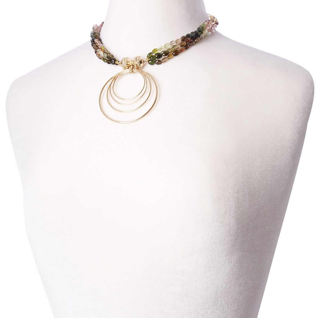 Nancy Watermelon Tourmaline 4 Strand Necklace