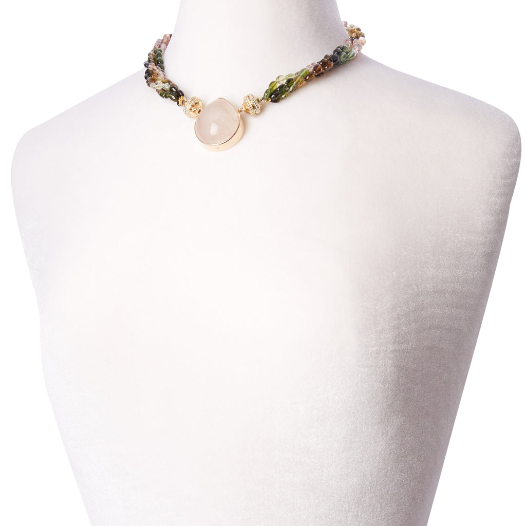 Nancy Watermelon Tourmaline 4 Strand Necklace