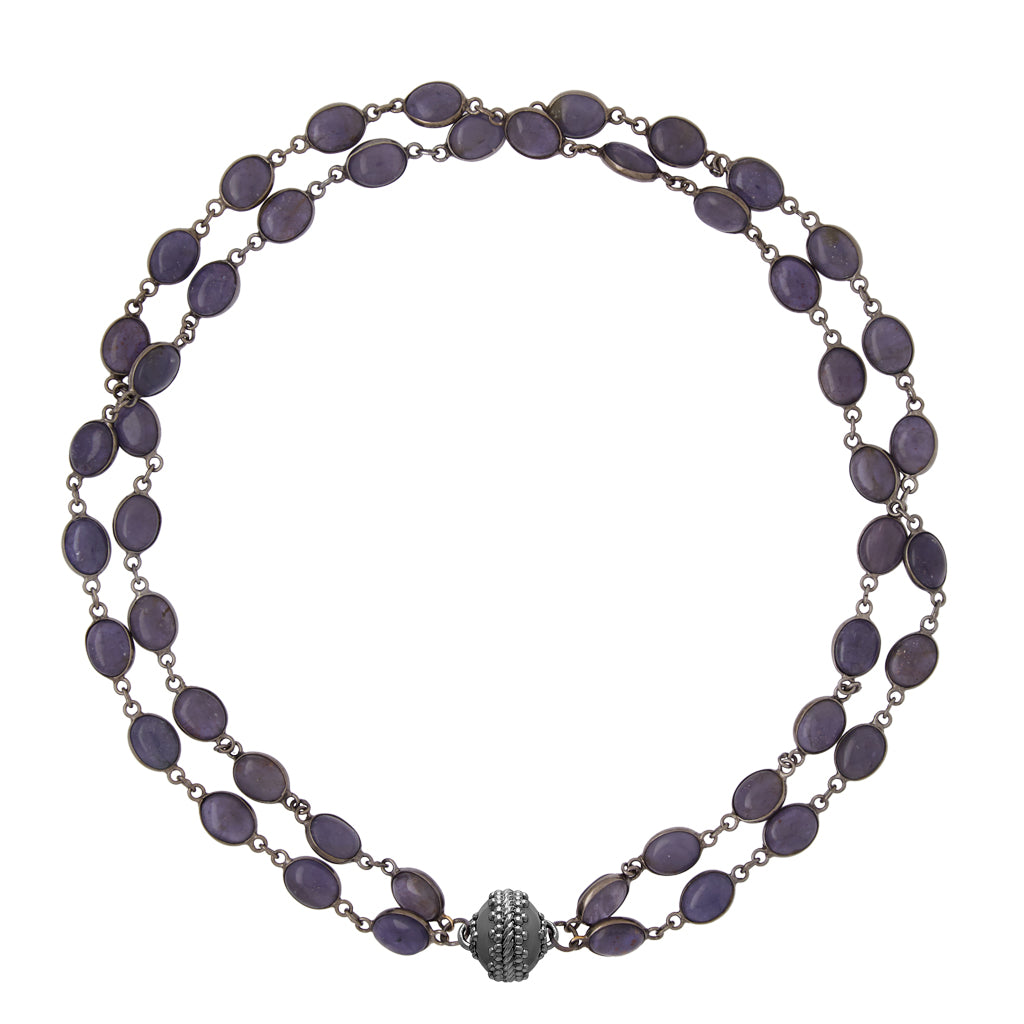 Tanzanite Double Strand Gunmetal Necklace