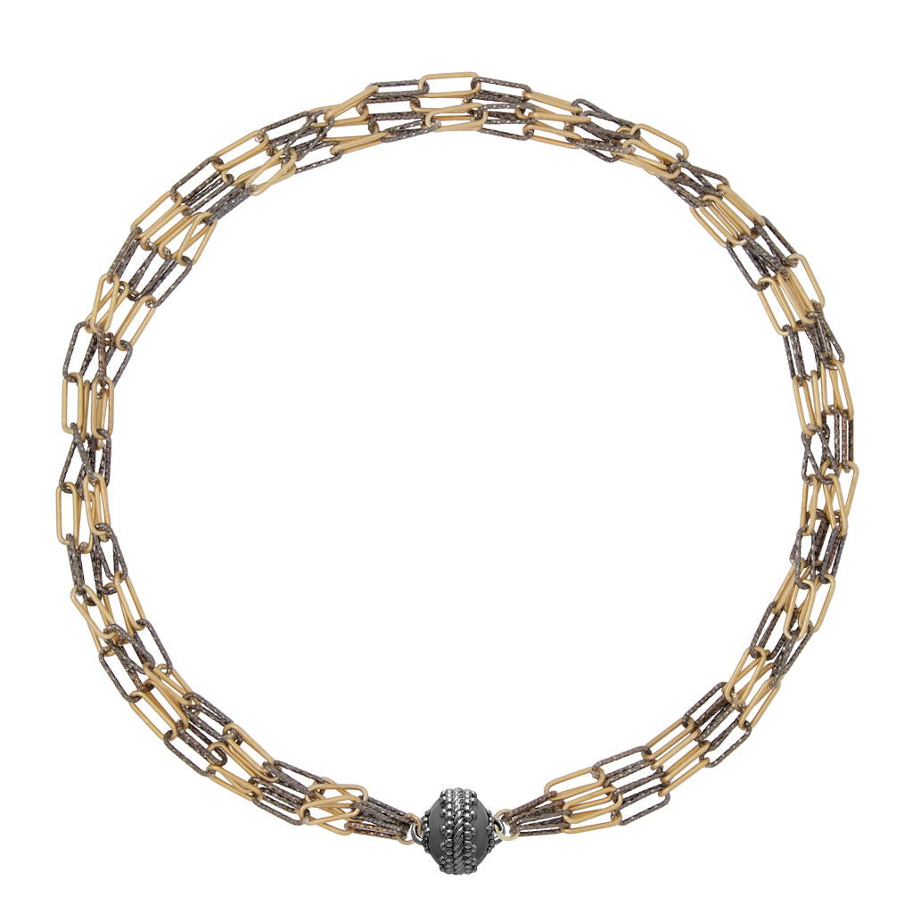 Congress Chain Multi-Strand Gunmetal Necklace
