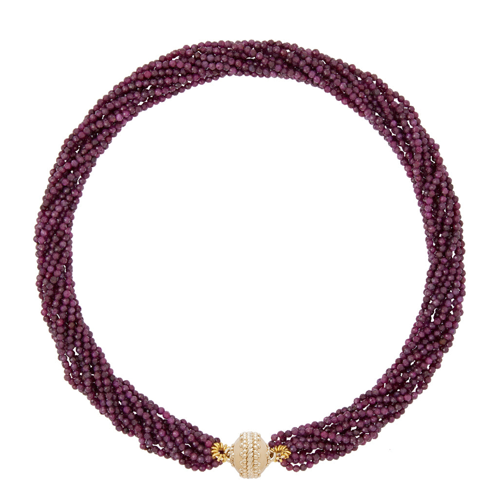 Michel Ruby Faceted Rhondelle Multi-Strand Necklace