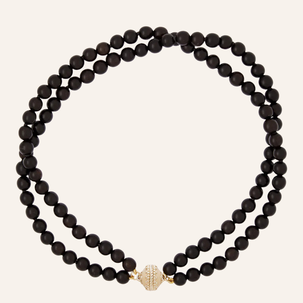 Victoire Black Ebony 8mm Double Strand Necklace