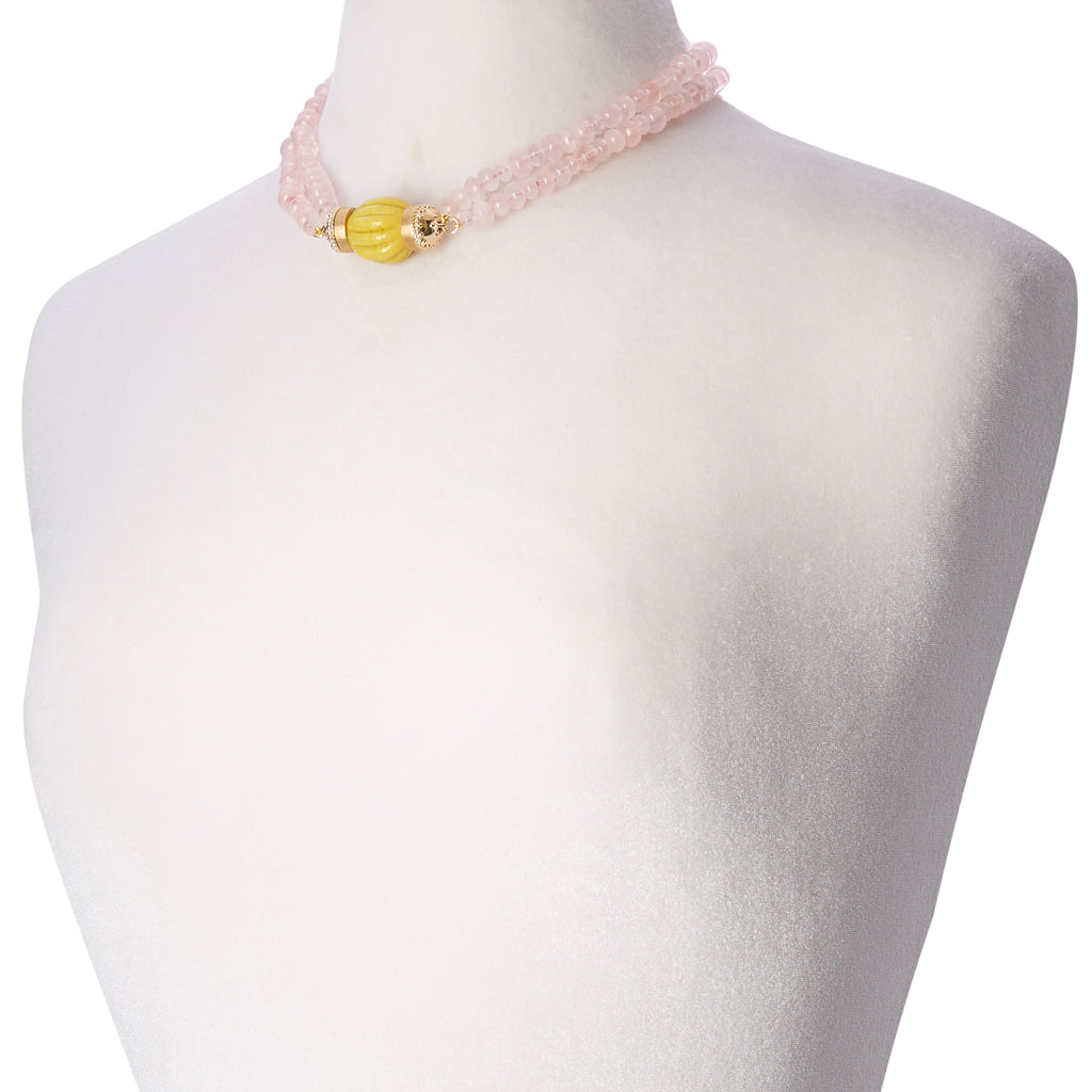 Smooth Rose Quartz Double Strand Necklace