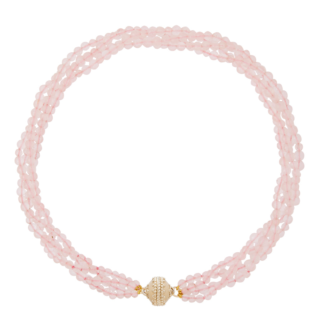 Rose Quartz Faceted Rondelle Multi-Strand Necklace