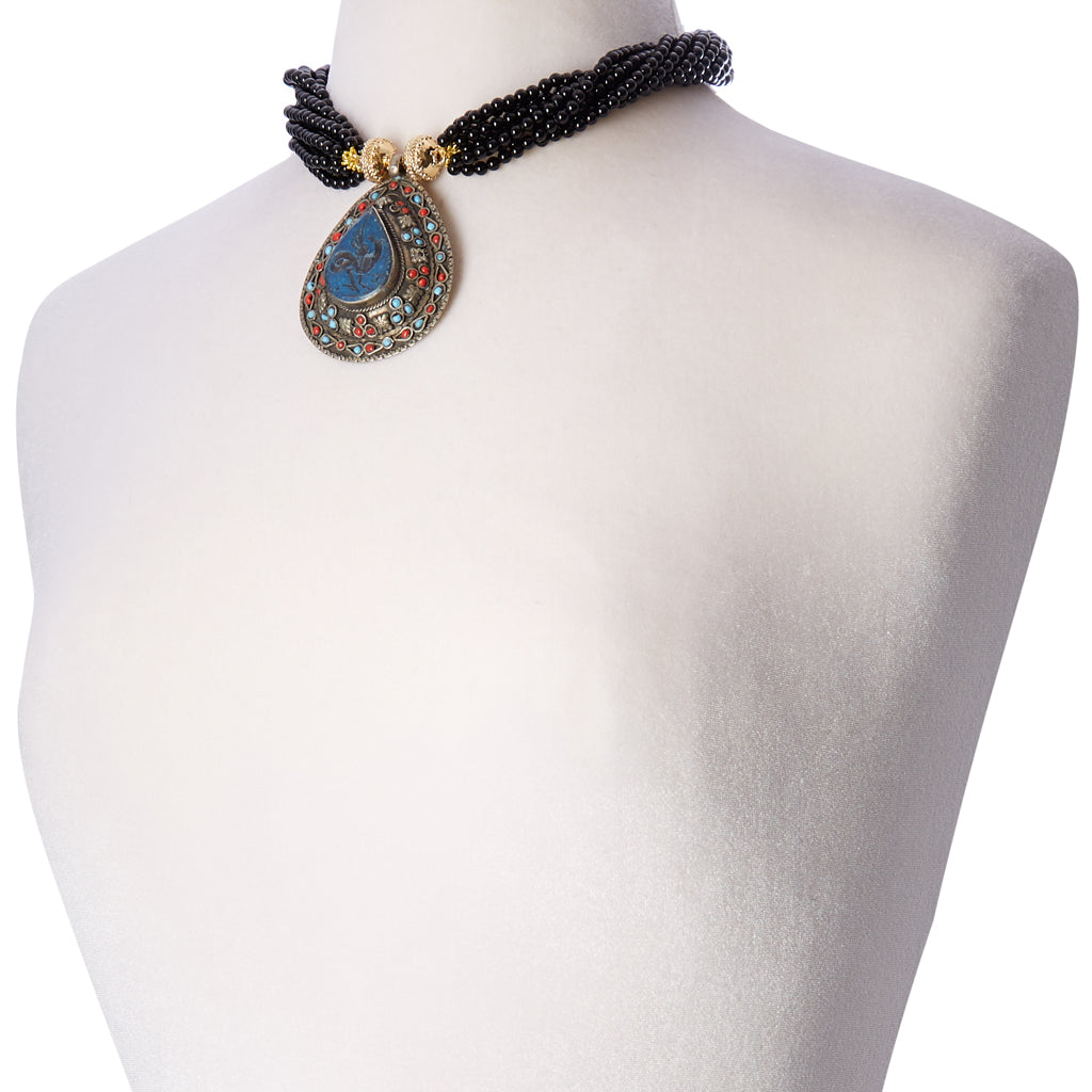 Victoire Black Agate 4mm Multi-Strand Necklace