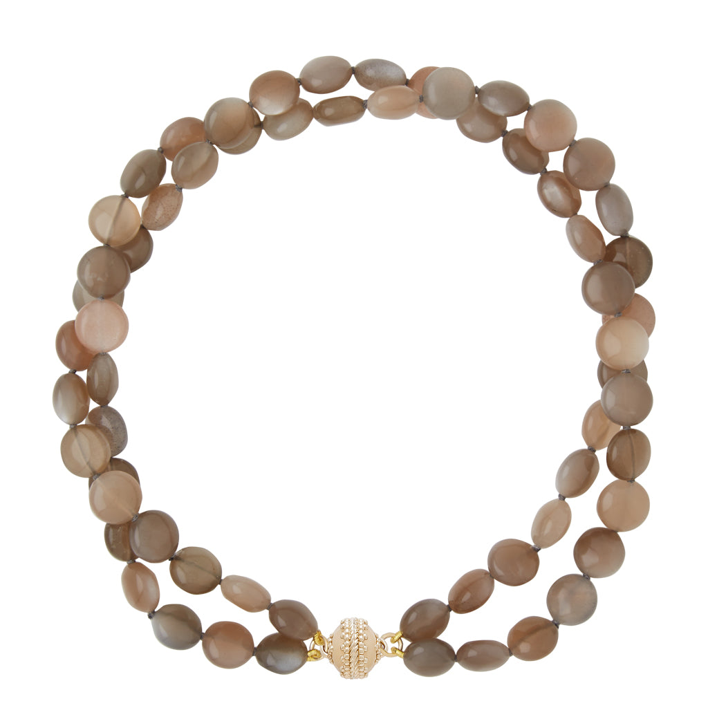 Helen Chocolate Moonstone Double Strand Necklace