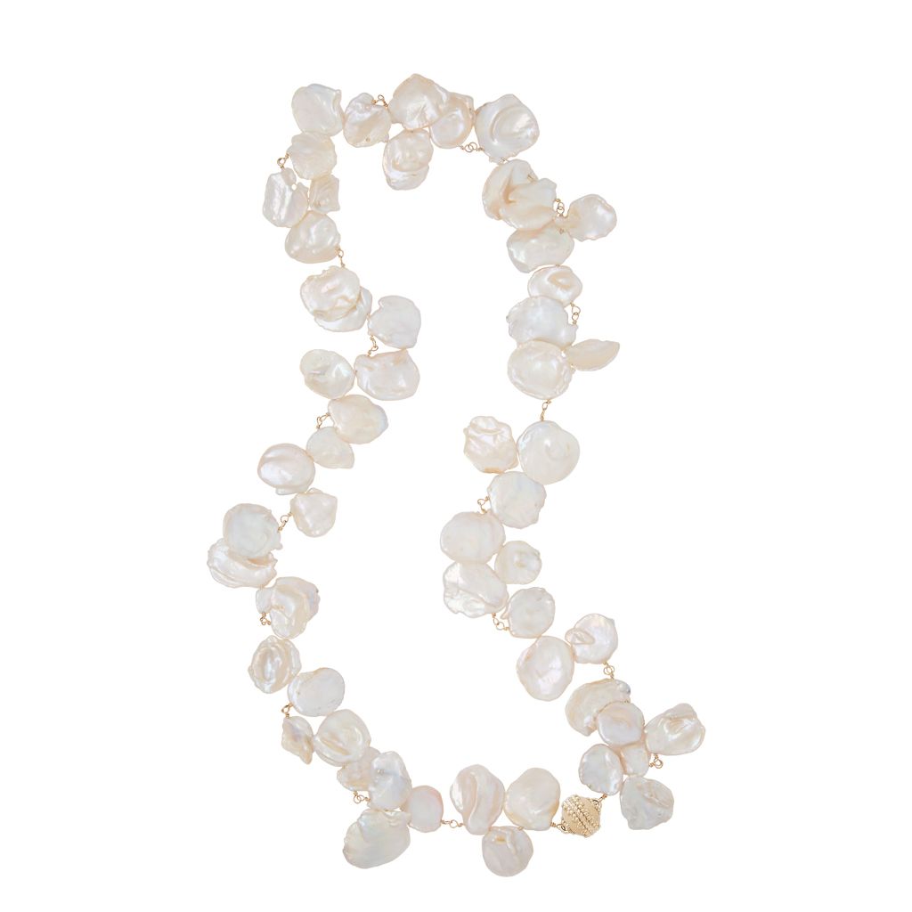 Caspian Large White Keshi Pearl Necklace
