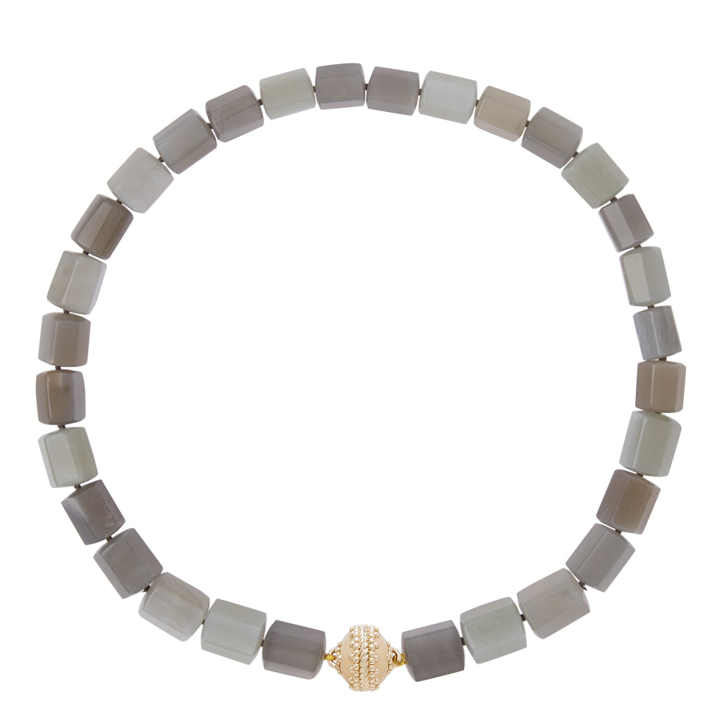 Gray Hexagon Moonstone Necklace