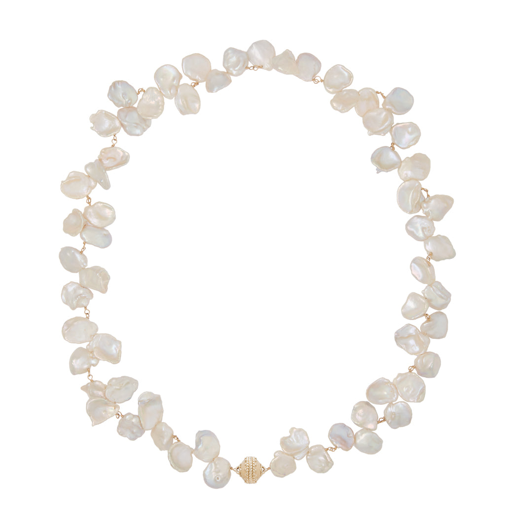 Caspian White Keshi Cluster Pearl Necklace