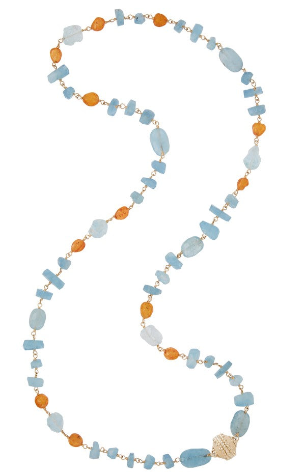 Caspian Aquamarine and Garnet Necklace