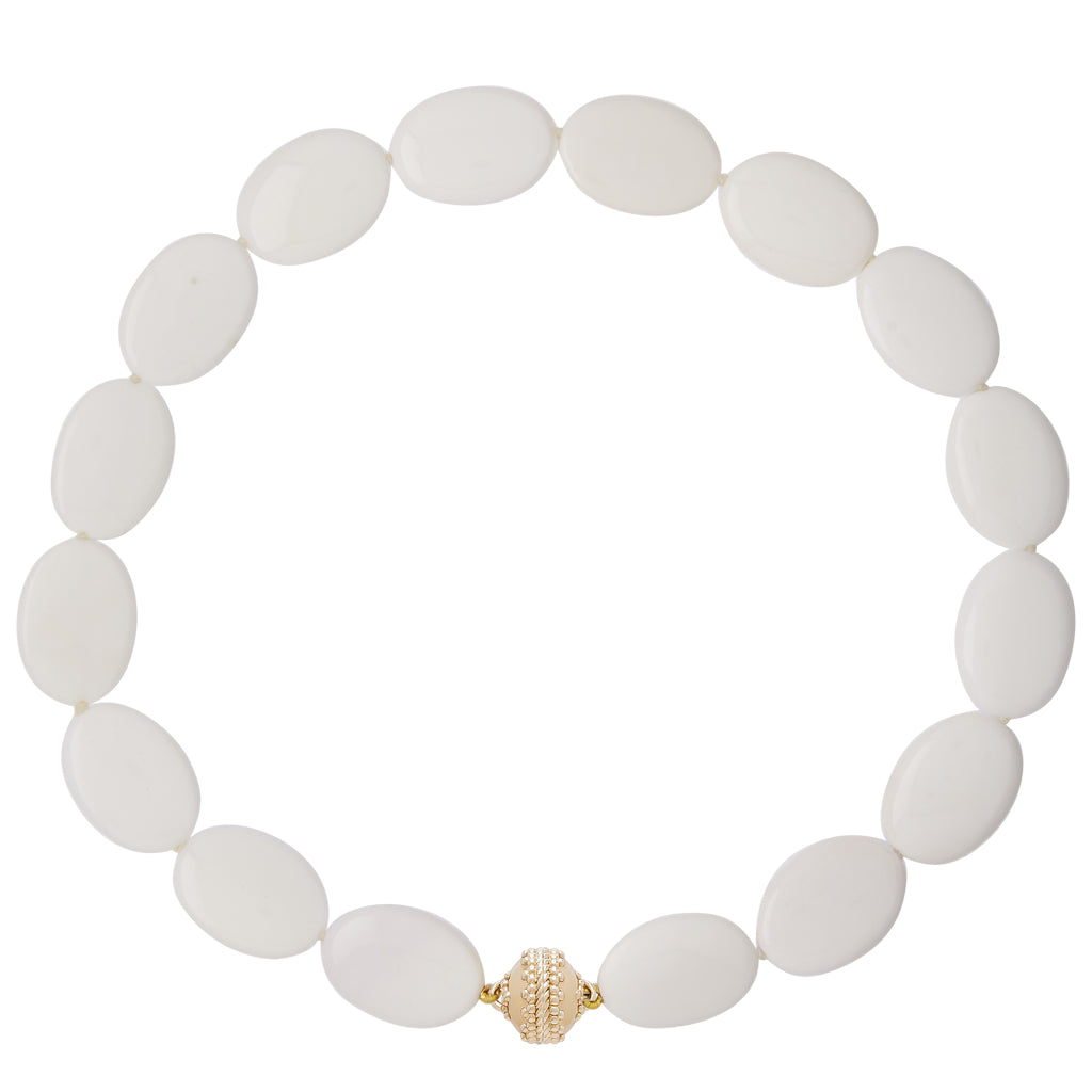 White Agate Flat Oval Necklace