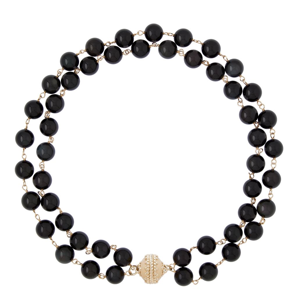 Caspian Victoire Black Obsidian 10mm Double Strand Necklace