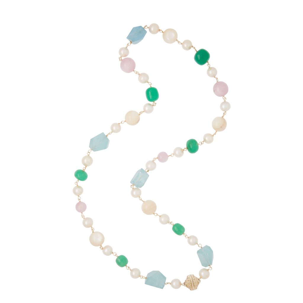 Caspian Pearl and Stone Necklace