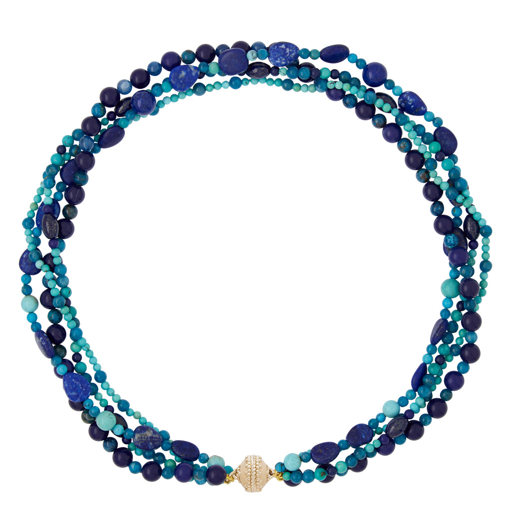 Lapis, Apatite, and Turquoise Multi-Strand Necklace
