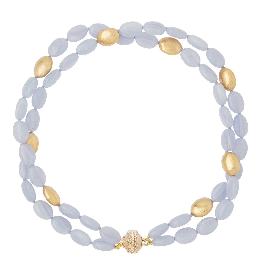 Gold Rush Blue Lace Agate Double Strand