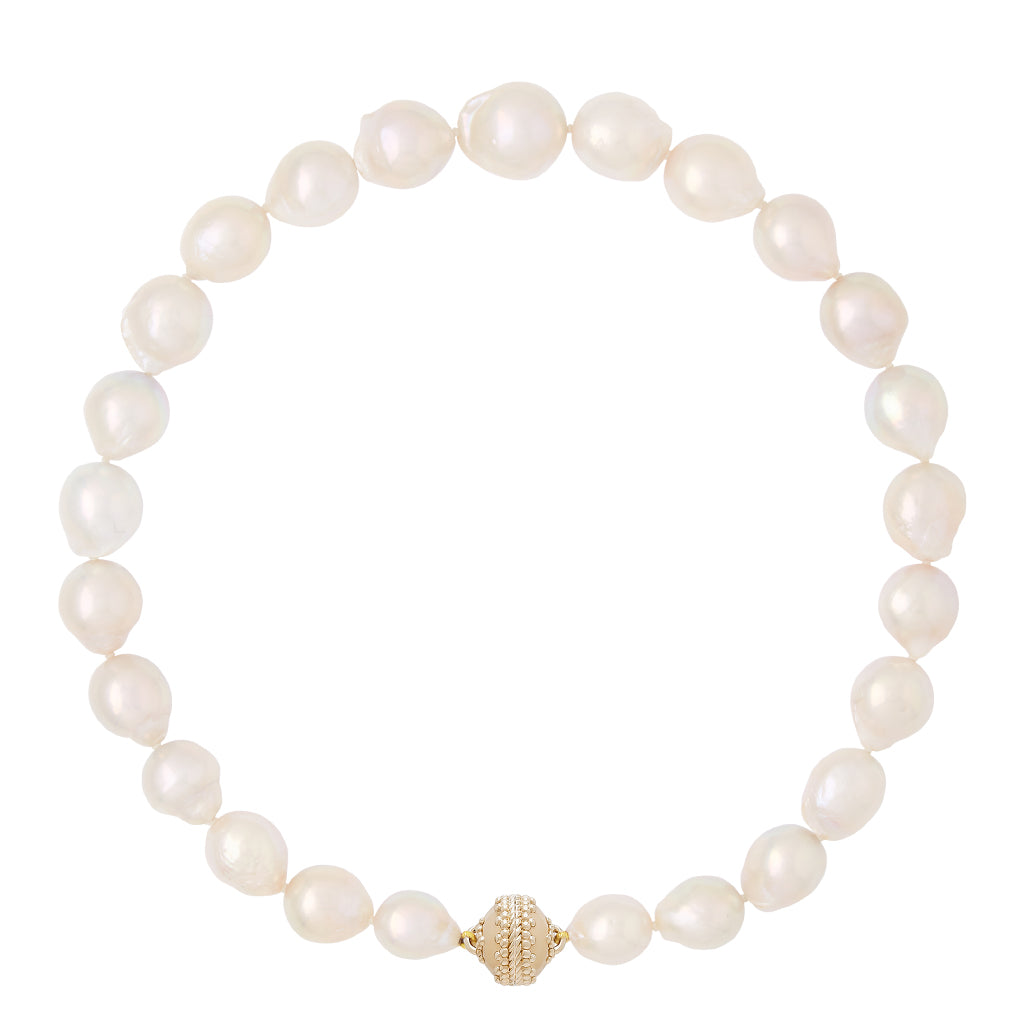 Graduated White Baroque Pearl 12-16mm Necklace