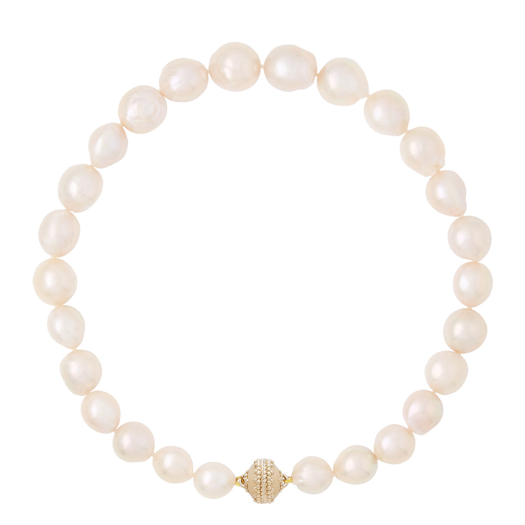 Graduated White Baroque Pearl 12-18mm Necklace