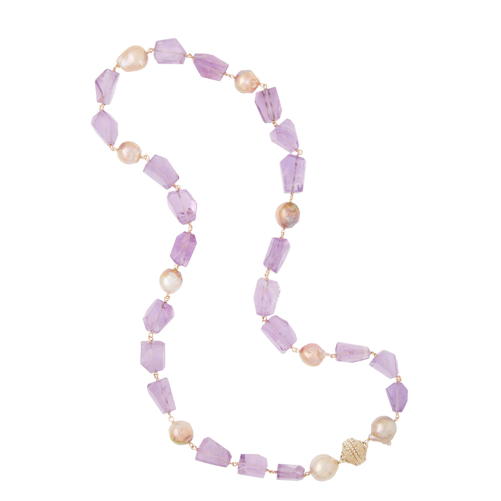 Caspian Amethyst and Pearl Necklace