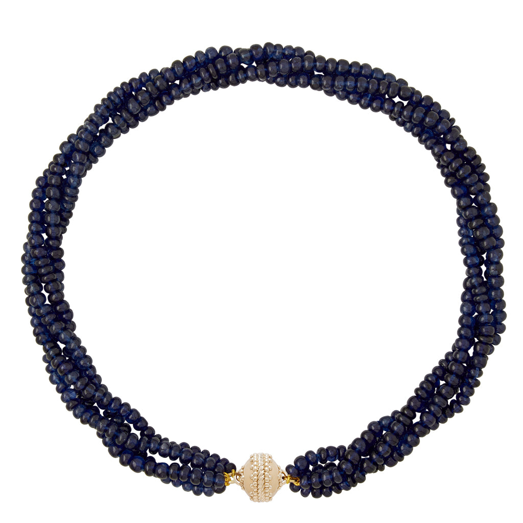 Large Blue Sapphire Glass Multi-Strand Necklace