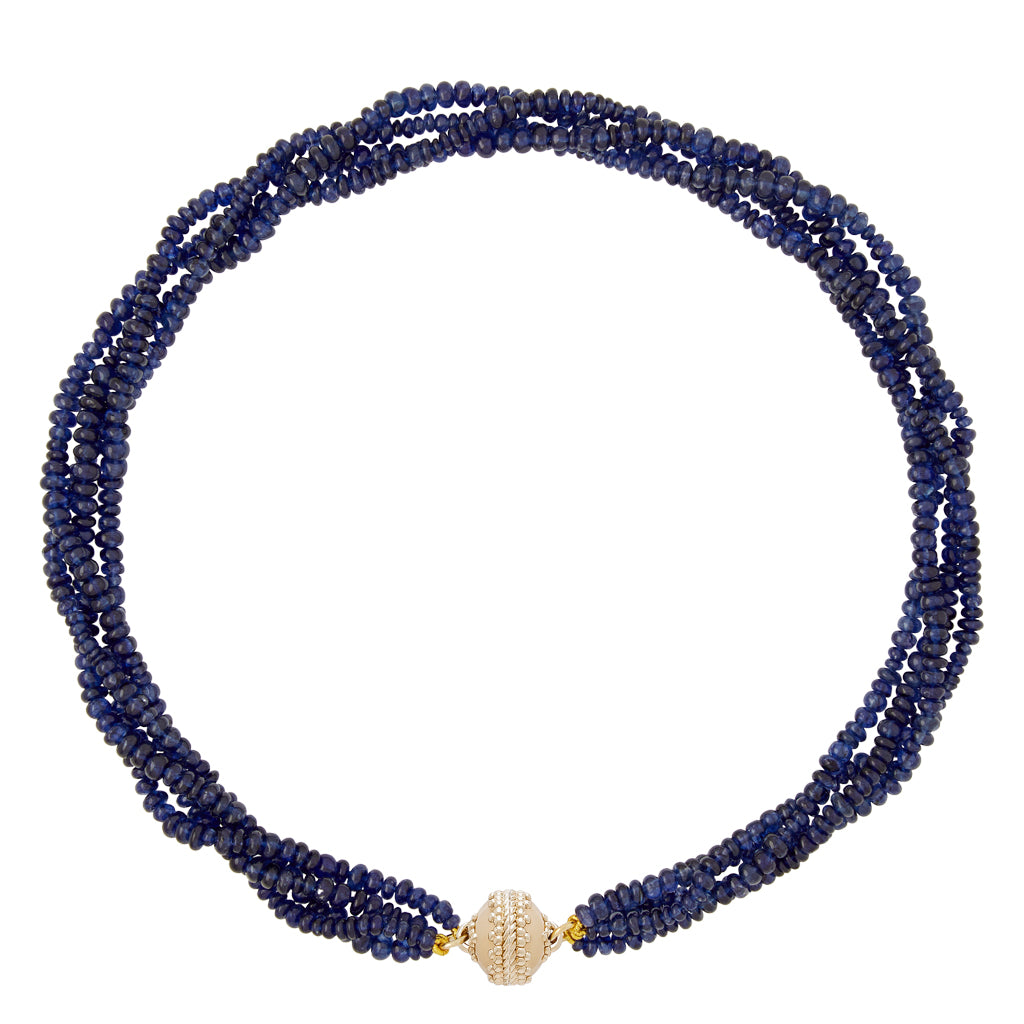 Small Blue Sapphire Glass Multi-Strand Necklace