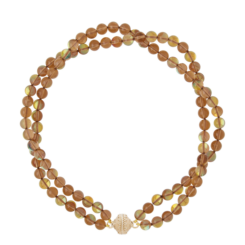 Victoire Cosmic Chocolate Glass 8mm Double Strand Necklace